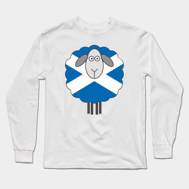 Scottish Saltire Flag Patterned Sheep Long Sleeve T-Shirt by MacPean